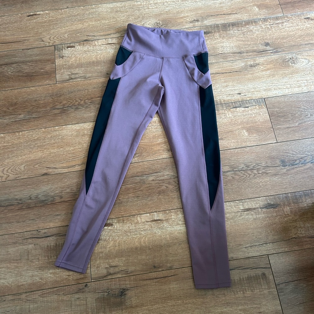 Purple and Black High-Waisted Leggings